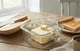 Маслянка скляна Butter з бамбуковою кришкою та ножем 13×13×6 см для зберігання масла - изображение 3