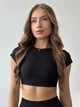 Спортивный женский топ-футболка SportPro Open Back с эффектной открытой спиной и чашками Crop T-shirt M Черный (Top51BlackM) - изображение 7