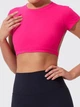 Спортивный женский топ-футболка SportPro Open Back с эффектной открытой спиной и чашками Crop T-shirt XS-S Розовая фуксия (Top51CherriesS) - изображение 3