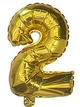 Фольгированный шар, 2, золотой, цифра, 100 см, 1 штука, для оформления праздника - изображение 1