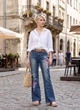 Женские винтажные клешеные джинсы Tantra S-1651 48 Синий - изображение 2