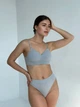Базовий комплект жіночої білизни в рубчик зі стрінгами сірий One Size (К024) - зображення 1