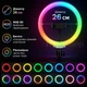 Кільцева світлодіодна RGB лампа 26 см 3D Multicolor з тримачем для телефону, кольорова LED лампа для фото, відео, стрімів та макіяжу - зображення 2