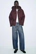 Женская стеганная демисезонная куртка Zara burgundy S, арт.8372/082/605 - изображение 7