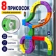 3D-трек-конструктор с поездом Cube Track, 81 деталь, едет вверх ногами, аккумулятор, подсветка, USB, 8 присосок - изображение 3