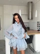 Повітряна сукня з рюшами - Classyme - XS - Синій - (20d) - зображення 3