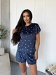 Жіноча велюрова піжама з дрібним принтом (футболка+шорти) Uaclothes 50-52 Синій (like39037-194731358) - изображение 3