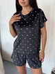 Жіноча велюрова піжама з дрібним принтом (футболка+шорти) Uaclothes 46-48 Чорний (like39034-194701350) - изображение 5