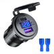 Автомобільний адаптер USB 3.0 QC + PD Type-C (40W), врізна розетка-зарядка 12-24В з кнопкою та вольтметром - зображення 2