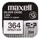 Батарейка часовая серебрянно-цинковая Maxell 364 SR621SW (G1,AG1,164), 1.55V, блистер 1шт - изображение 1