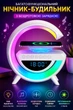 Настольная смарт лампа ночник PMV RGB Rainbow с Bluetooth колонкой беспроводная зарядка FM радио белый - изображение 1