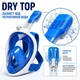 Полнолицевая маска для сноркелинга с трубкой Dry Top, панорамный обзор 180°, Anti-Fog, крепление GoPro TT19002, синяя - изображение 3