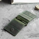 Кожаный зажим для денег Magneto Green на магните, тонкий зеленый кошелек из натуральной кожи Crazy Horse, картхолдер, 11х8.2х0.8 см - изображение 7