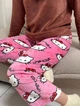 Штани піжамні плюшеві Hello Kitty рожевого кольору, теплі домашні штани Хеллоу Кітті, M-L - зображення 7