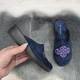Тапочки жіночі домашні Inblu сині велюрові з вишивкою -2 39р (25 см) 4590 - зображення 6
