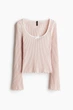 Лонгслив в рубчик H&M 1272455001c67 S розовый (100013687) - изображение 1