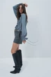 Блуза з оборками H&M 1247399002c34 L синя (100014074) - зображення 3