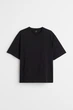 Футболка з бавовни Loose fit H&M 608945002c68 S чорна (100014427) - зображення 5