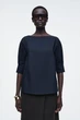 Блуза жіноча COS voluminous boat-neck cotton blouse 1274060002 Eur 32 Синій - изображение 1