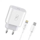 Зарядний пристрій SkyDolphin MZP000156 SC18EL PD2.0 (1USB-С, 3A) White + кабель Lightning - зображення 1