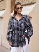 Удлиненная оверсайз фланелевая рубашка в клетку со стразами ISSA PLUS 15840 XXL серая (issa2007682848300) - изображение 1