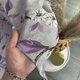 Льняні штори сірого кольору з фіолетовими квітами 150х270 з тюлистом батистовим 400х270 на тасьме ALBO (2000003535941) - зображення 4