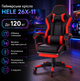 Геймерское кресло GRAND HELE 26X11 с подставкой для ног двумя подушками регулировкой спинки экокожей черно красное - изображение 1