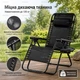 Раскладное садовое кресло-шезлонг лежак 180 × 64 × 110 см с козырьком подголовником и подстаканником держателем для напитков туристическое с регулируемой спинкой для дачи сада рыбалки и кемпинга до 120 кг нагрузка Черное - изображение 8