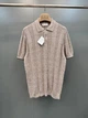Мужская светло коричневая трикотажная футболка поло Brunello Cucinelli Henley из льна и хлопка размер M - изображение 1