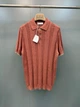 Мужская трикотажная футболка поло кирпичного цвета Brunello Cucinelli Henley из льна и хлопка размер M - изображение 3