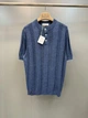 Мужская синяя трикотажная футболка-поло Brunello Cucinelli Henley из льна и хлопка размер M - изображение 8