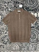 Мужская коричневая трикотажная футболка поло Brunello Cucinelli Henley из льна и хлопка размер M - изображение 1