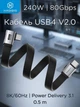 Кабель швидкої зарядки USB Type-C Type-C HAGiBiS USB4 V2.0 240W 80Gbps шнур для ноутбука смартфона планшета передача даних 8K 60Hz кутовий 90°, 50 см - зображення 1
