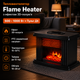 Тепловентилятор Flame Heater портативний керамічний 1000 Вт з ефектом 3D полумя дистанційним керуванням таймером та термостатом чорний - зображення 1