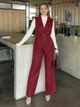 Жіночий джинсовий костюм із жилетом і штанами Dressa 46 Бордовий (mo64a35ebe-9dca-11f0-87a3-ac1f6bc5f30a) - зображення 3