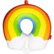 Подушка для шиї U-подібна Rainbow дорожня ортопедична наповнювач memory foam плюшевий велюровий чохол веселка опора голови в літаку та потязі Червоний - зображення 1