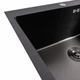 Кухонная мойка VALESO Handmade 6050 PVD Black 600х500х230 мм, нержавеющая сталь SUS201, 1 чаша, сифон в комплекте - изображение 2