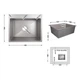 Мийка для кухні інтегрована Lidz Handmade H6050G (LDH6050GPVD43622) Brushed Grey PVD 3,0/1,0 мм - изображение 2