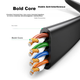 Ethernet-кабель UGREEN Cat6, гігабітний, плоский, 8-жильна вита пара, патч-корд для домашньої мережі та відеоспостереження, 50 м, чорний, артикул 80102 - зображення 6