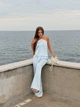 Женский костюм стильный шелковый с кружевом голубой 42-46 с1525.1345 - изображение 6
