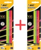 Набор карандашей чернографитных шестигранных BIC Evolution Fluo HB 4 цвета 4 шт × 2 пачки (3086123446199/1) - изображение 1