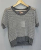 Женская кофта серая ажурная из льна с коротким рукавом MKLT5112 - Oversize 42/52 - изображение 2