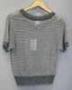 Женская кофта серая ажурная из льна с коротким рукавом MKLT5112 - Oversize 42/52 - изображение 4