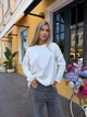 Жіночий бавовняний лонгслів оверсайз із необробленим краєм Flawless Femme, Молочний One Size Oversize - изображение 2