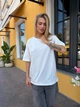 Жіноча бавовняна футболка оверсайз Flawless Femme, Молочний One Size (42-48) Oversize - зображення 6