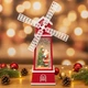 Музыкальный новогодний фонарь Снежная мельница, от USB и батареек, 27х10 см, Красный - изображение 1