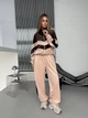 Женский велюровый костюм бежевого цвета 36568 50/54 - изображение 1