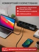 Мережевий фільтр подовжувач 9 в 1 на 5 розеток 3 USB-A 1 USB-C зарядний із заземленням швидкою зарядкою 35W захисні шторки в розетках захист від перевантаження короткого замикання кабелем з євровилкою для ноутбука телефону ПК телевізора дому офісу 2 м - зображення 3