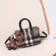 Женская сумка Burberry Mini Check Bowling коричневого цвета артикул 36590 - изображение 1
