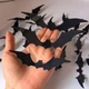 Декоративні 3D кажани на Хелловін 12 шт. Чорні наклейки на стіну Декор для Хелловіна, Прикраси для дому вечірки - зображення 3